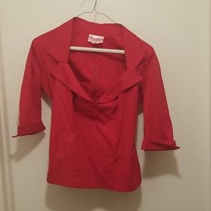 Red half sleeve pinup couture blouse.